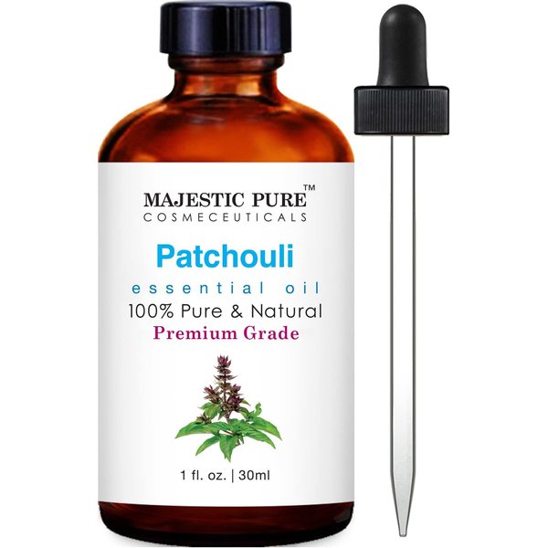 MAJESTIC PURE Patchouli Essential Oil, Premium Grade, Pure and Natural, for Aromatherapy, Massage, Topical & Household Uses, 1 fl oz