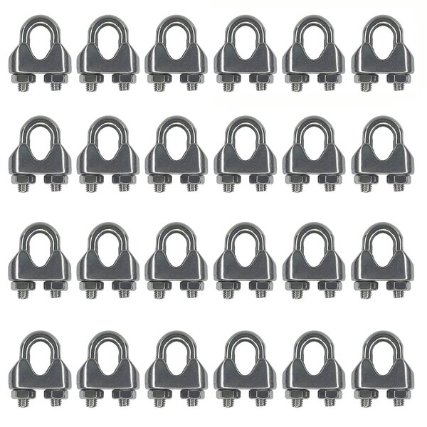 HEVERP 24PCS M4 Stainless Steel Wire Rope Cable Clip Clamp