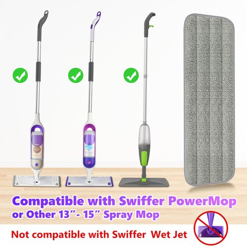 6 Pack Reusable Mop Pads Compatible with Swiffer PowerMop, Power Mop Refills Power Mop Pads Refills PowerMop Refill Pads Microfiber Mop Pads for Hardwood Floor Cleaning, Machine Washable