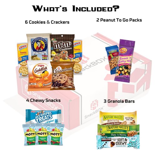 SnackBOX Easter Basket College Snacks BOX Care Package (15 Count) Variety Pack Candy Treats Gift Baskets Guys Girls Adults Kids Grandkids Men Women Food Sampler Student Birthday Cookies Chips Finals Snack Packs Office Military and Gift Ideas