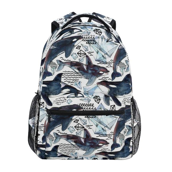 AUUXVA Sea Animal Killer Whale Backpack College School Book Shoulder Bag Travel Daypack for Boys Girls Man Woman