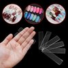 100PCS Transparent Nail Art Display Stand,With 2 Rolls Double-Sided Tape For Practicing,Acrylic Nail Tips Display Strips,Fake Nails Art Tips Practice Holder For Salon Home Nail Accessory Office Decor