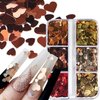 6 Grids 3D Heart Nail Art Stickers Love Nail Decals Valentine's Day Nail Glitter Sequins Gold Red Rose Gold Heart Nail Glitter Flakes Holographic Nail Design Heart Glitter Nail Art Decoration