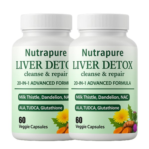 PLYNXE Nutrapure Liver Detox Capsules, 20-in-1 Liverdetox 60 Veggie Capsules Supplement with Milk Thistle, Liver Cleanse Detox & Repair, Liverhealth Formula