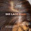 KOME Natural Brown 5×5 Synthetic Lace Front Wig,Body Wave Pre Plucked Ready to Wear Wigs,HD Glueless Lace Front Wigs for Women,Shoulder Length Fiber & Remy Human Hair Blend,Daily Use Hair Wig 22inch