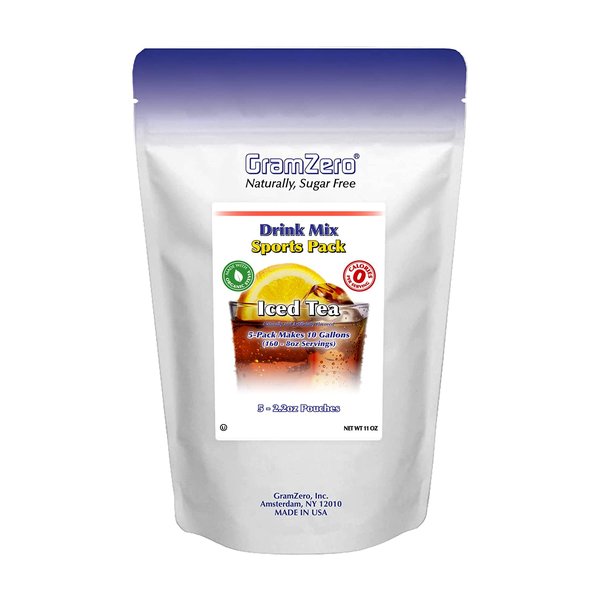 GramZero Iced Tea Sugar Free Drink Mix Sports Pack, Great For Nutrition Club Loaded Teas, Zero Calorie, Stevia Sweetened