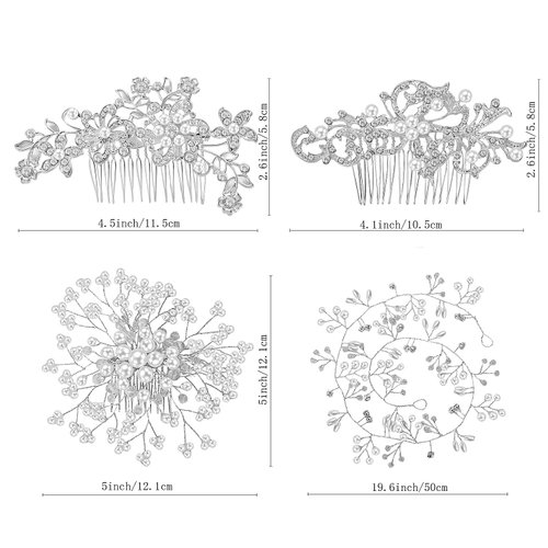 44 Pieces Wedding Hair Comb Faux Pearl Crystal Bride Hair Accessories Hair Side Comb Clips U-shaped Flower Rhinestone Pearl Hair Clips for Bride Bridesmaid (Classic Style)