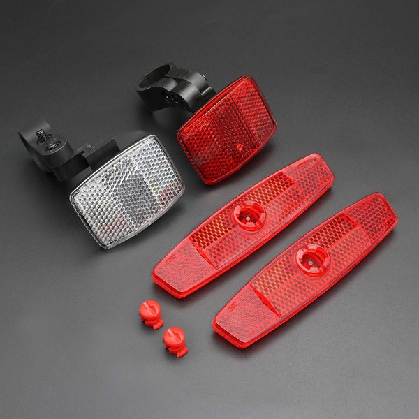 MFC PRO Black Front-Rear Wheel Road Bicycle Reflector Kit (Red Reflector Kit)