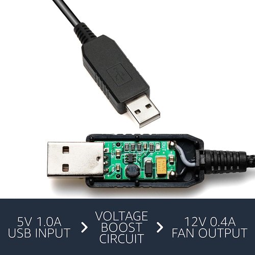 Gebildet 2pcs 12V Step-Up USB to 3-Pin / 4-Pin PWM 5V USB Sleeved Fan Power Adapter Cable with Switch, 2 Way PWM Splitter Cable, 3 Way PWM Splitter Cable
