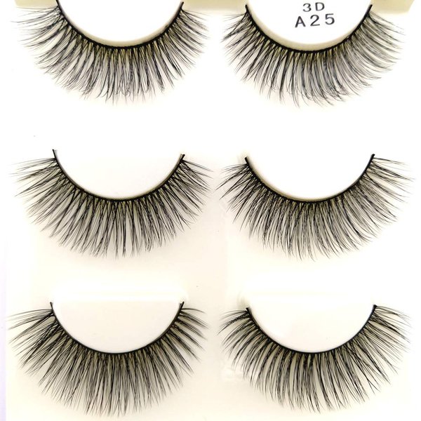 Imported Korea Fiber Faux Mink False Eye lashes Handmade Reusable Long Cross Volume Dramatic Lashes Natural Look Makeup Thick Black Fake EyeLashes
