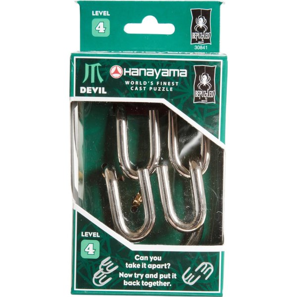 Bepuzzled DEVIL Hanayama Cast Metal Brain Teaser Puzzle (Level 4) Puzzles For Kids and Adults Ages 12 and Up