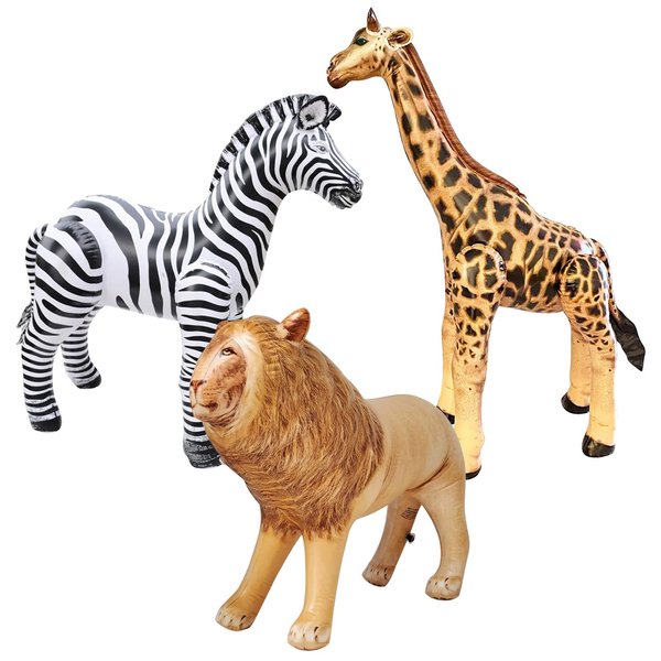 Jet Creations 3 pack Giraffe Zebra Lion safari Great for pool, party decoration, AN-GZL