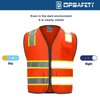 DPSAFETY 9 Pockets High visibility Class 2 Safety Vest，Hi Vis Vest with 2 inch wide Reflective Strips security vest with Zipper construction work vest for men &women Orange，2XL
