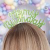 BAHABY Birthday Crowns for Women, It's My Birthday Sash & Birthday Headband Set Princess Birthday Sash and Rhinestone Tiara Birthday Gifts for Women Girls -Green