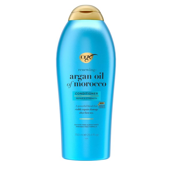 OGX Renewing Argan Oil of Morocco Conditioner, 25.4 fl. oz - Repair Conditioner for Dry, Damaged Hair, Paraben-Free, Sulfate-Free Surfactants, Strengthen & Repair with LipiPro Shield Technology