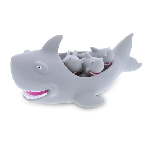 Dollibu Family Animal Bath Squirters 4 Piece Bath Toy Set, Toddler Bath Toys for Bathtime & Water Fun, Girls & Boys Floating Rubber Squirt Toys, Floaty Pool Toys for Toddlers & Kids (Gray)
