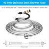 Hibbent All Metal Shower Hose 90 inch (7.5 ft) Bathroom Handheld Shower Head Hose 2.3 meters Extension Replacement Part with Brass Fittings Made of Stainless Steel -Polished Chrome Finish