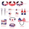 ARATLENCH American Flag 4th of July Knotted Headband Bow Head Band Headpieces USA Star Tassel Earrings Red White Blue Flower Choker Bracelets Fourth of July Patriotic Broches Jewelry Accessories Gift