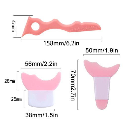 4 Pcs All In One Eyeliner Stencils Wing Tips + Eyelash Stencils Pad + Eyeshadow Baffle Multi-Purpose Eye Makeup Tool for Winged Eyeliner - Pink