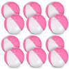 AMOR PRESENT 12PCS Beach Balls Bulk, Pink and White Inflatable Balls Blow up Pool Balls PVC 9" Beach Balls for Kids Swimming Pool Beach Party