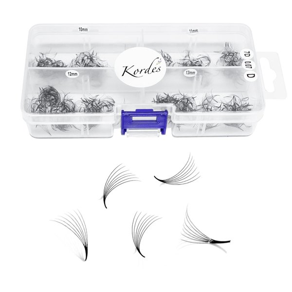 Kordes Lash Clusters – 1000pcs Lash Extension Kit – 5D Volume C Curl Lash Clusters – Handmade and Premade Fans Eyelash Extensions – Natural Mink Eyelash Extensions (10 to 13mm 7D D Curl)