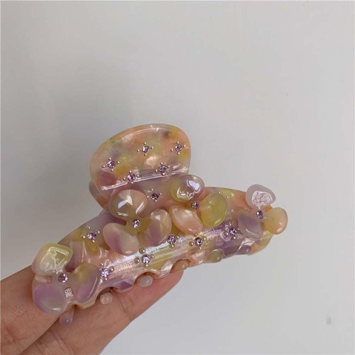 Fashion Acetic Acid Flower Hair Claw Clips, Women Non-Slip Banana Hair Jaw Clips Geometric Hair Accessories