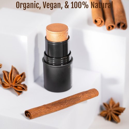 BaeBlu Organic Tint Tube, 100% Natural Vegan Gluten-Free Cream Bronzer Multi-Stick, Made in USA, Brandy