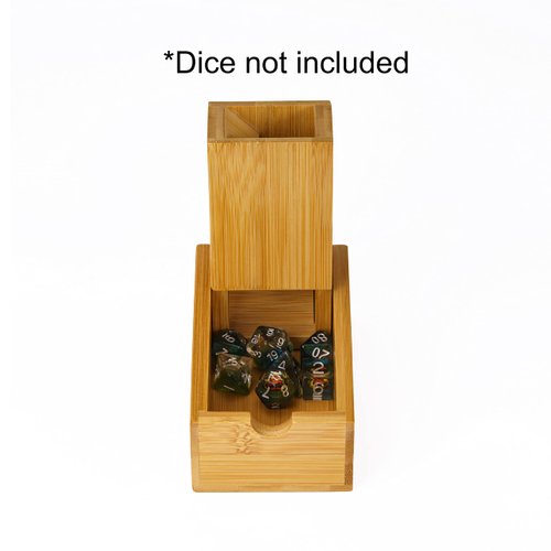 Cusdie Bamboo Dice Tower Foldable Wooden Die Roller Castle Rolling Case for Dungeons and Dragons, Board Game, D&D, RPG(No Logo)