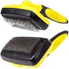 ShedTitan Slicker Dog Brush for Goldendoodles, Poodles & Dematting Pet Comb Value Kit - Easy Self Cleaning Slicker Brush for Grooming Dogs, Golden Doodle, Poodle, Cats - Detangle Comb Removes Matts