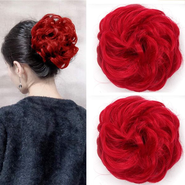 Liliyab Messy Hair Bun Hair Piece 2Pcs Curly Bun Hair Piece Messy Buns Hair Piece Hair Buns Hair Piece Hair Bun Extension Fake hair scrunchie（89）