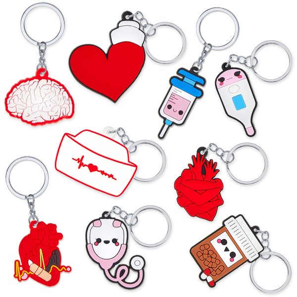 Henoyso 36 Pack Nurse Keychain Bulk Nurse Gifts for Women Nurse Appreciation Gifts Nurse Accessories Nurse Party Favors(Stylish Style, 36 Pack)