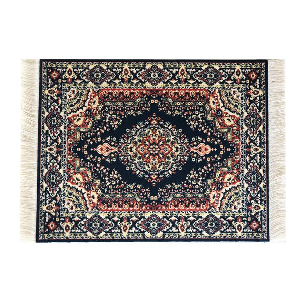 Navy Dollhouse Rug, Miniature Doll House Accessory, Carpet for 3” to 12” Dolls, 10 x 7, Rectangle, Toy Carpeting Decor