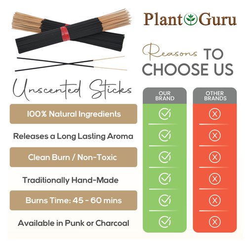 500 Unscented Charcoal Black Incense Sticks 11" Bulk - 100% Natural Charcoal, Joss and Bamboo Punk Blanks - Great for DIY Aromatherapy Incense Making.