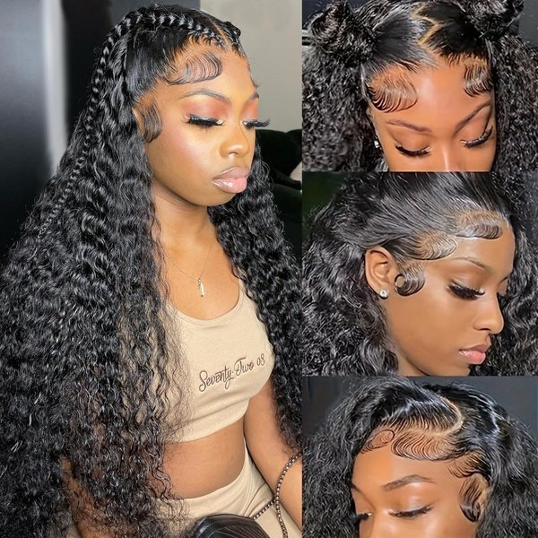 26 Inch Water Wave Lace Front Wigs Human Hair 13x4 Hd Lace Front Wigs Human Hair Pre Plucked 180% Density Deep Curly Human Hair Wig Wet And Wavy Glueless Wigs Human Hair Brazilian Lace Frontal Wigs