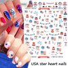 4th of July Nail Sticker - 8PCS/Set Independence Day Nail Design 3D Self-Adhesive Nail Decals Flag USA National Day Nail Stickers DIY Manicure Decoration American Independence Day Element Accessories