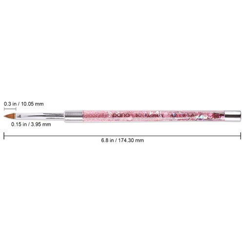 PANA 3D Kolinsky Nail Art Brush - Pink Glitter Handle, Size 4 - Acrylic Nail Art Sculpture Brush for Manicures Pedicure Salon Professional or Beginner