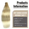 Tape in Hair Extensions Human Hair Omber Highlight Hair Extensions Tape in Human Hair for Women 20inch Beige Blonde Mix Medium Blonde to Platinum Blonde Balayage Straight Human Hair Extensions 20pcs