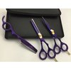 5.5" Professional Barber Razor Edge Powder Coated Hair Cutting and Texturizing Shears Scissors Purple with Straight Razor Student Teacher Kit Set+case Black