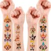 8 Sheets (96PCS) Dog Tattoos Temporary Puppy Themed Birthday Party Supplies Decorations Favors Stickers For Kids Girls Boys Gifts Classroom School Prizes Rewards (Realistic Dog 2)