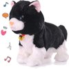Smalody Interactive Plush Toys, Novelty Sound Control Electronic Cat Electronic Pets Robot Cat Gift for Children (Black)