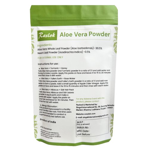 Raslok Aloe Vera Powder | Aloe barbadensis Powder | Natural Skin Moisturizer (8 oz)| For External Use Only