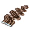 Benehair Remy Tape in Hair Extensions Human Hair Medium Brown&Dark Blonde Seamless Skin Weft Tape in Real Human Hair Extensions Wavy Hair 16 Inch 50g #4P27 20 pcs