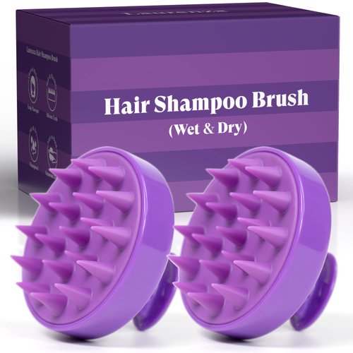 Laurenza Hair Shampoo Brush, Scalp Care Hair Brush with Soft Silicone, Scalp Massager for All Hair Types（Pack of 2）