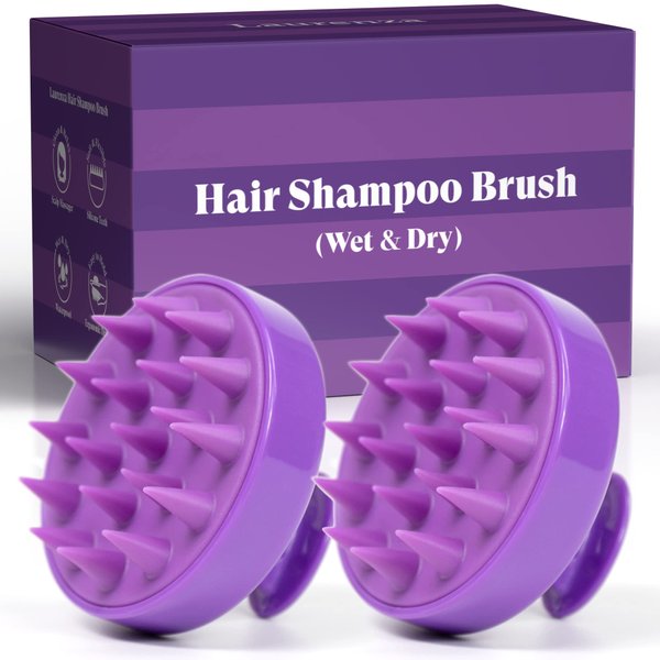 Laurenza Hair Shampoo Brush, Scalp Care Hair Brush with Soft Silicone, Scalp Massager for All Hair Types（Pack of 2）