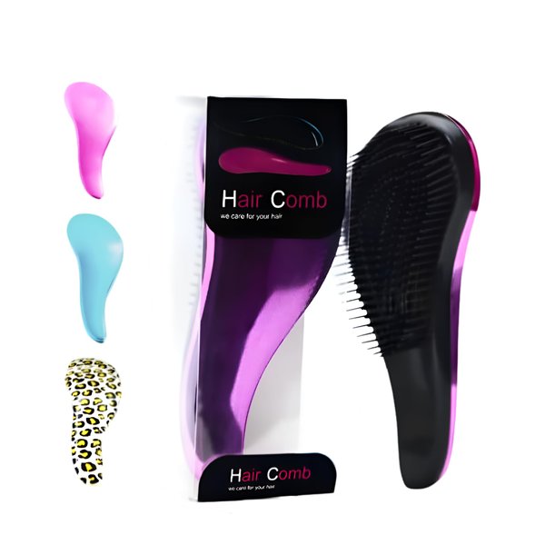 HairComb - Detangler Hair Brush for Kids, Toddler, Adults - Wet & Dry Brush- Gentle on Hair & Scalp with Flexible Soft Bristles and 360° Rotating Handle, Suitable for All Hair Types (Purple)