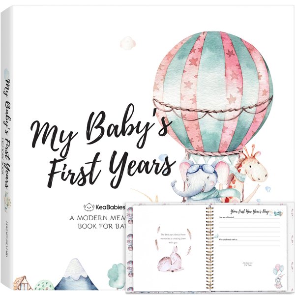 First 5 Years Baby Memory Book Journal - 90 Pages Hardcover First Year Keepsake Milestone Baby Book for Boys, Girls - Baby Scrapbook - Baby Album and Memory Book(Adventureland)