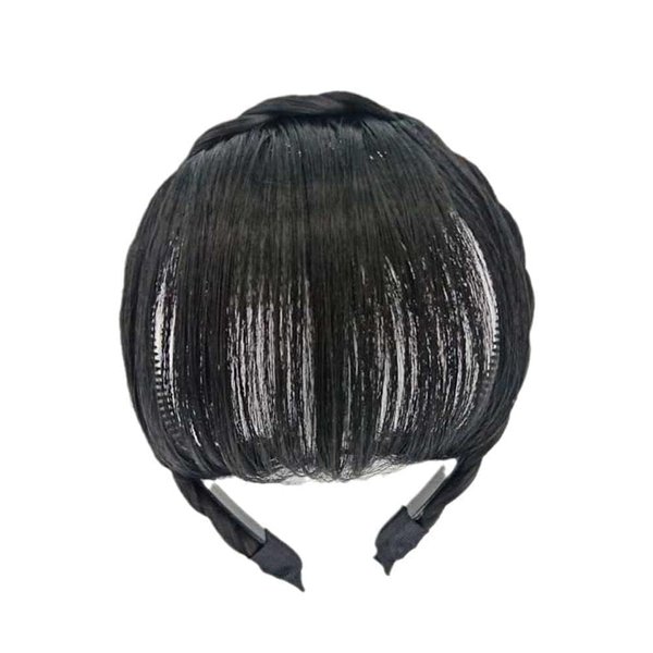 Galepromot 1PC Black Natural Fake Bangs Hair Piece Clip Long Wig Synthetic Hair Band Bangs Headband Headbands For Women, Women's Fashion Headbands