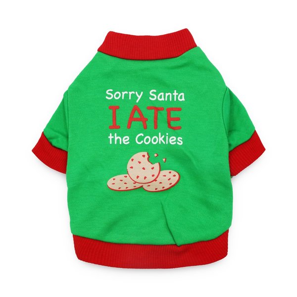 DroolingDog Dog Christmas Shirt Dog Xmas Clothes Pet Holiday Costume Sorry Santa I ATE The Cookie for Small Dogs, Small