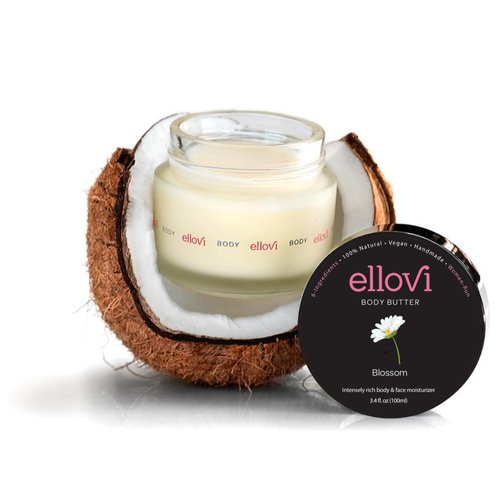 Ellovi All-Natural Body Butter - Creamsicle - Pure Enough to Eat - Made With Just 6 Vegan Ingredients - Ultra-Rich 100% Plant-Based Hydrating Moisturizer For Naturally Healthy Skin (3.4 fl. oz/100ml)