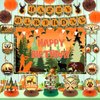 Hunting Birthday Party Decorations Camo Deer Birthday Banner Hunting Birthday Banner Honeycomb Centerpiece Swirls Paper Pompoms for Gone Hunting Camping Birthday Baby Shower Party Supplies